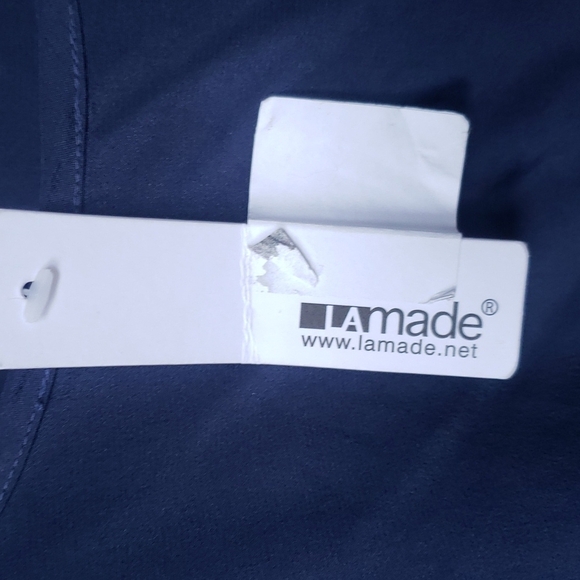 LAmade navy Silk ruched belt Shift Dress Medium NWT - Picture 14 of 16